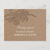 クラフト素朴紙離れパターンウェディングRSVP インビテーションポストカード (正面)