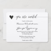 クラフト素朴結婚式の招待、ハート書道 招待状 (正面)