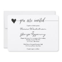 クラフト素朴結婚式の招待、ハート書道