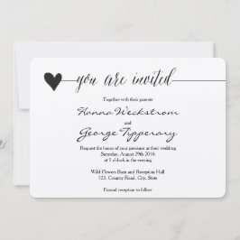 クラフト素朴結婚式の招待、ハート書道 招待状