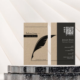 クラフト素朴羽毛ペンペンペン先の公証人パブリックQrコード 名刺