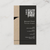 クラフト素朴羽毛ペンペンペン先の公証人パブリックQrコード 名刺 (裏面)