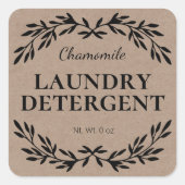 クラフト素朴自家製ランドリー洗剤ラベル スクエアシール (正面)