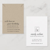 クラフト素朴誕生日贈答用ネックレス表示カード プレイスカード (正面/裏面)