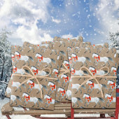 クラフト素朴赤いクリスマスの弓の上に白い馬 ラッピングペーパーシート