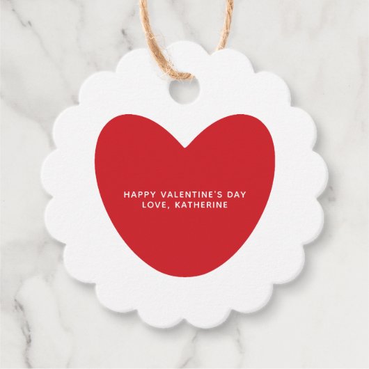 クラフト素朴赤いハートカスタムバレンタインデー フェイバータグ (正面)