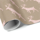 クラフト素朴赤面ピンク金ゴールドスタッグトインデア ラッピングペーパー (ロールコーナー)
