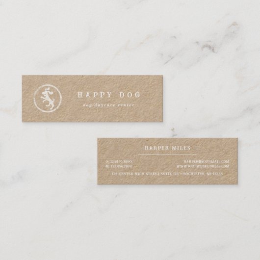 クラフト素朴踊りドッグのロゴミニ名刺 スキニー名刺 (正面/裏面)