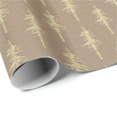 クラフト素朴金ゴールドウッドランドパインツリーフォレスト ラッピングペーパー (ロールコーナー)