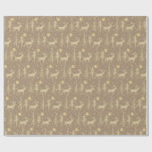 クラフト素朴金ゴールドウッドランドパインフォレストスタグスノー ラッピングペーパー (フラット)