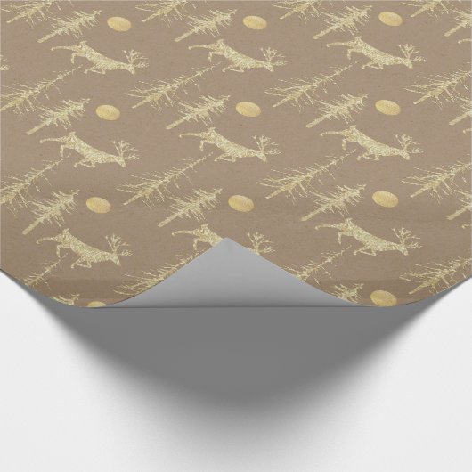 クラフト素朴金ゴールドウッドランドパインフォレストスタック ラッピングペーパー (角)