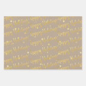 クラフト素朴金ゴールド書道クリスマスジングル ラッピングペーパーシート (正面3)