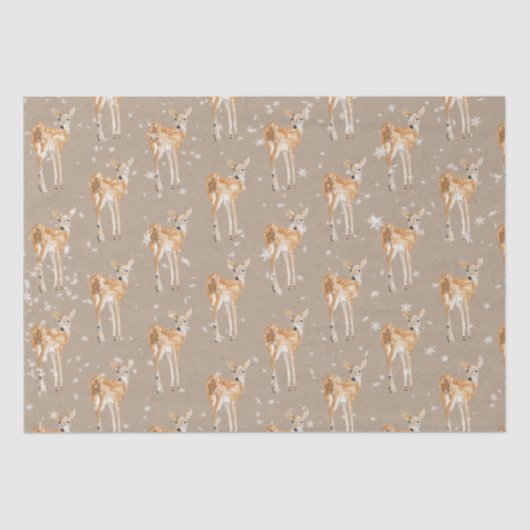 クラフト素朴雪のエレガント多い冬の動物が鹿を追う 薄葉紙 (正面)