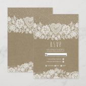 クラフト素朴&レースファームハウスバーンウェディングRSVP 出欠カード (正面/裏面)