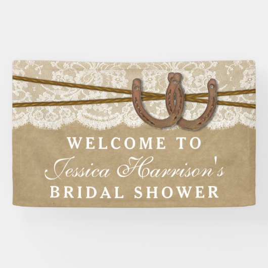 クラフト素朴&レースホースシューブライダルシャワー 横断幕 (横)