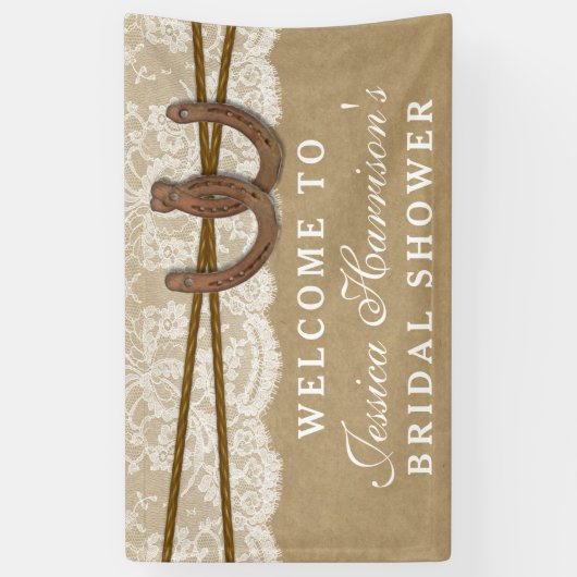 クラフト素朴&レースホースシューブライダルシャワー 横断幕 (縦)