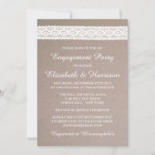 クラフト素朴、ヴィンテージホワイトレース婚約パーティ 招待状 (正面)