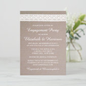 クラフト素朴、ヴィンテージホワイトレース婚約パーティ 招待状 (スタンド正面)