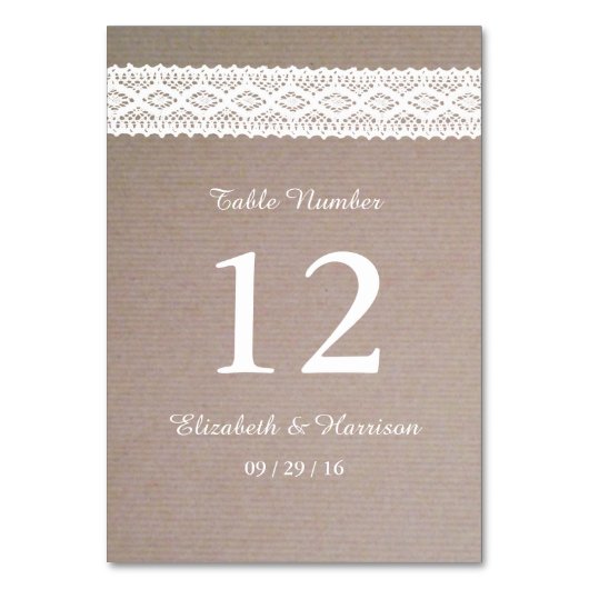 クラフト素朴&ヴィンテージホワイトレース結婚ズ テーブルナンバー (裏面)