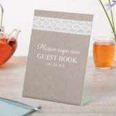 クラフト素朴&ヴィンテージホワイトレース結婚ズ 台座サイン (インサイチュ)