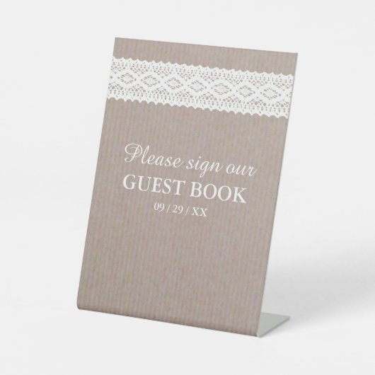 クラフト素朴&ヴィンテージホワイトレース結婚ズ 台座サイン (正面)