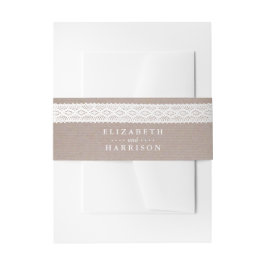 クラフト素朴&ヴィンテージホワイトレース結婚ズ 招待状ベリーバンド