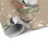 クラフト素朴《鳥》アメリカゴガラスプルーススパイグレッドベリー ラッピングペーパー (ロールコーナー)