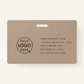 クラフト素朴IDカード |ロゴモダン写真の従業員 バッジ (裏面)