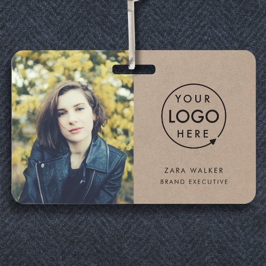 クラフト素朴IDカード |ロゴモダン写真の従業員 バッジ
