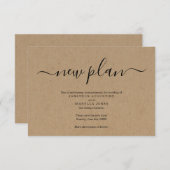 クラフト結婚の背景に関する延期された発表 招待状 (正面/裏面)