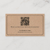 クラフト背景コーヒーカップQRコードあなたのロゴを追加 ロイヤリティカード (裏面)