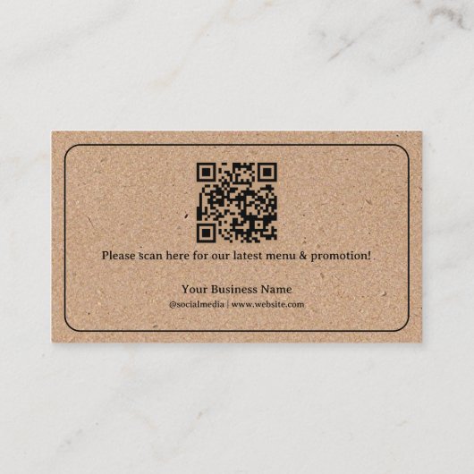 クラフト背景コーヒーカップQRコードあなたのロゴを追加 ロイヤリティカード (裏面)