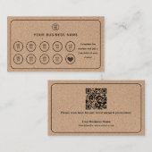 クラフト背景コーヒーカップQRコードあなたのロゴを追加 ロイヤリティカード (正面/裏面)