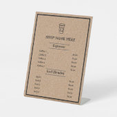 クラフト背景ミニマリストカフェジャストコーヒーメニュー 台座サイン (正面)