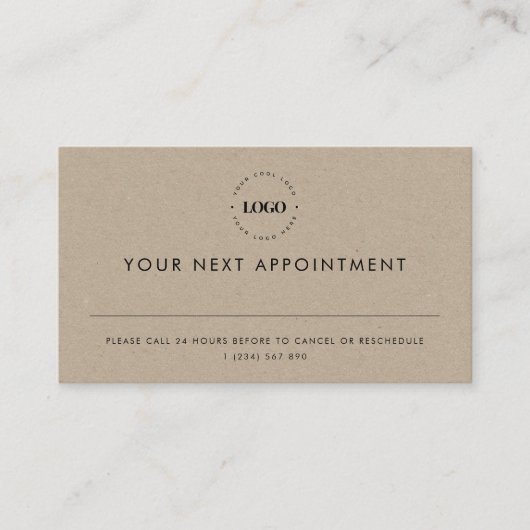 クラフト自然カスタムロゴビジネスアポイントメントカード 予約カード (正面)