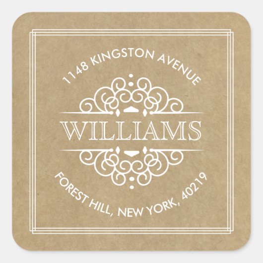 クラフト華美スワ素朴ールズカスタム差出人住所 スクエアシール (正面)