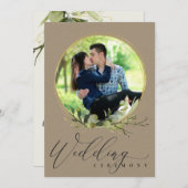 クラフト葉の水の色のフォトオーバーレイ結婚ズ 招待状 (正面/裏面)