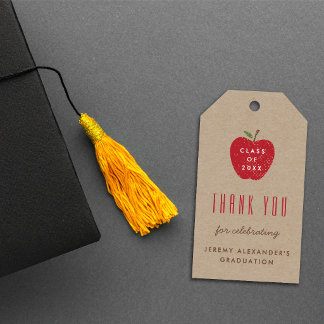 クラフト赤りんご卒園パーティーフェイバーのギフトタグ ギフトタグ