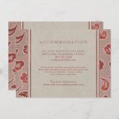 クラフト赤レースのカントリーウェディング受付カード エンクロージャーカード (正面/裏面)