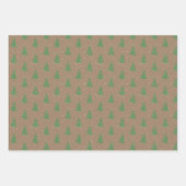 クラフト赤素朴白い緑の雪のクリスマスツリー ラッピングペーパーシート (正面3)