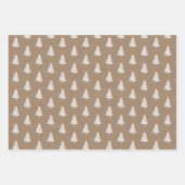 クラフト赤素朴白い緑の雪のクリスマスツリー ラッピングペーパーシート (正面2)