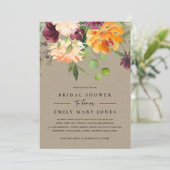 クラフト赤面イエローオレンジフローラブライダルシャワー 招待状 (スタンド正面)