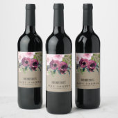 クラフト赤面バーガンディフローラバンチ赤ちゃんシャワー ワインラベル (ボトル)