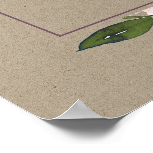 クラフト赤面バーガンディフローラベビーシャワーウェルカム ポスター (角)