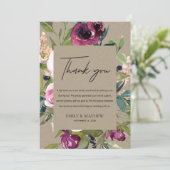 クラフト赤面バーガンディFLORAバンチ結婚ーありがとう 招待状 (スタンド正面)