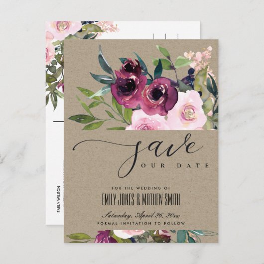 クラフト赤面ブルゴーニュフローラバンチセーブ 案内ポストカード (正面/裏面)