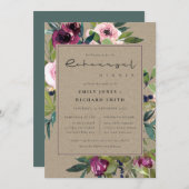 クラフト赤面ブルゴーニュフローラバンチリハーサルディナー 招待状 (正面/裏面)