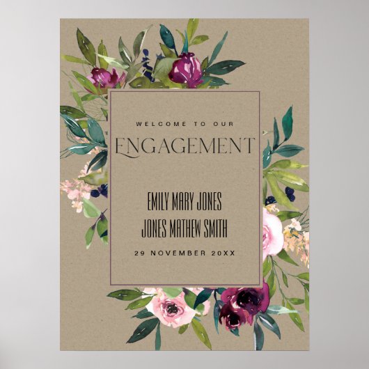 クラフト赤面ブルゴーニュフローラ婚約歓迎 ポスター (正面)