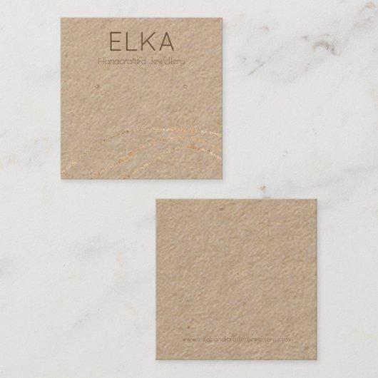 クラフト金ゴールドドットスクエアイヤリングディスプレイカード スクエア名刺 (正面/裏面)