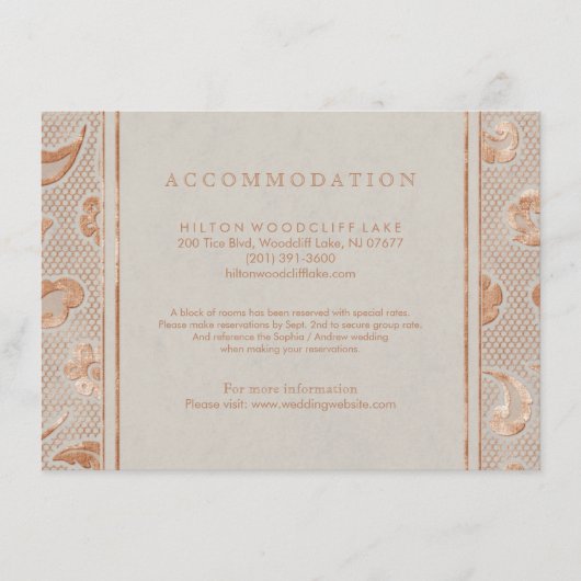 クラフト金ゴールドレース田舎の結婚式場 エンクロージャーカード (正面)